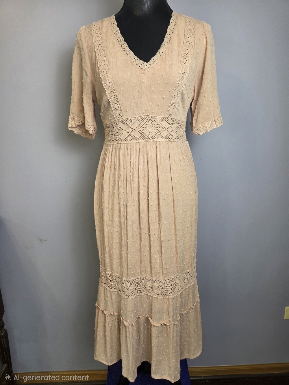 Boho Prairie Dress Dusty Pink Small Lace Romance Ren Faire Cottagecore *flaw